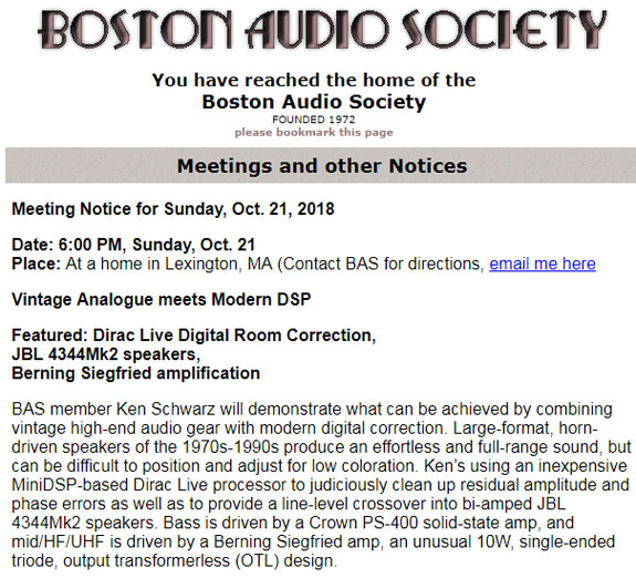 Boston Audio Society: Vintage Analogue incontra il moderno DSP
