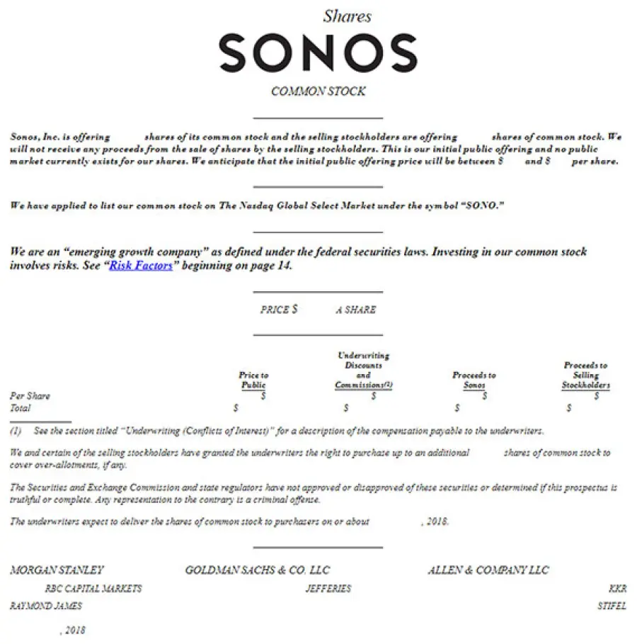 Sonos: Sonos Files Multi-Room Wireless Music / Movie Specialista S-1 per $ 100M IPO