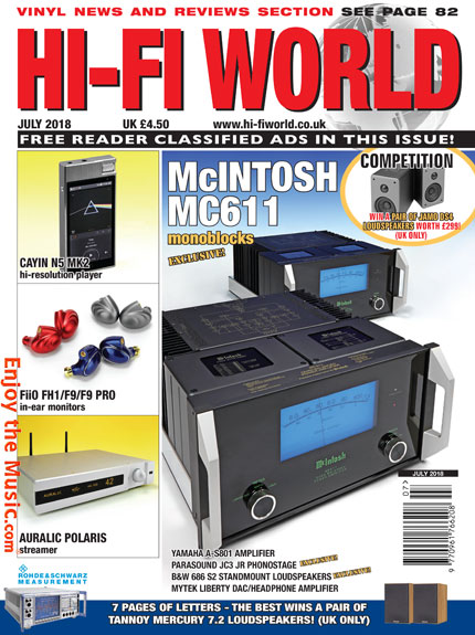 La rivista di Hi-Fi World per il mese di luglio 2018 offre ottimi articoli e recensioni