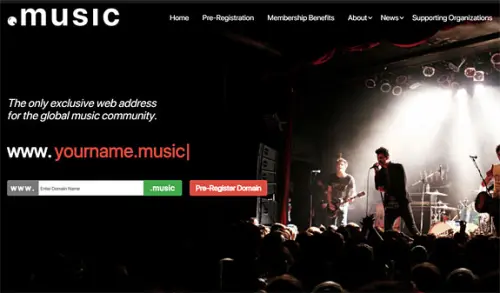 I musicisti possono pre-registrare il loro dominio/URL .Music