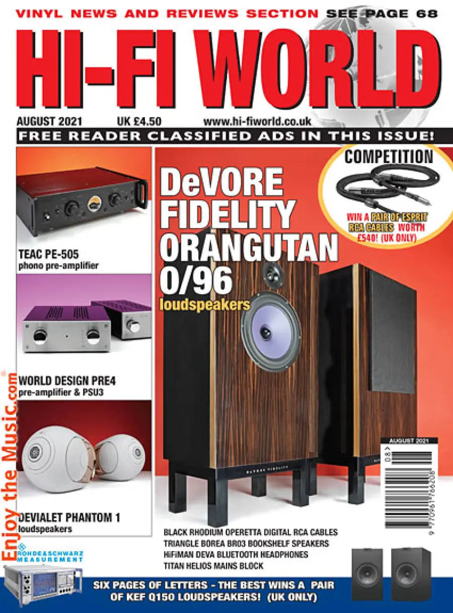 Recensioni e pezzi di riflessione di Hi-Fi World di agosto 2021
