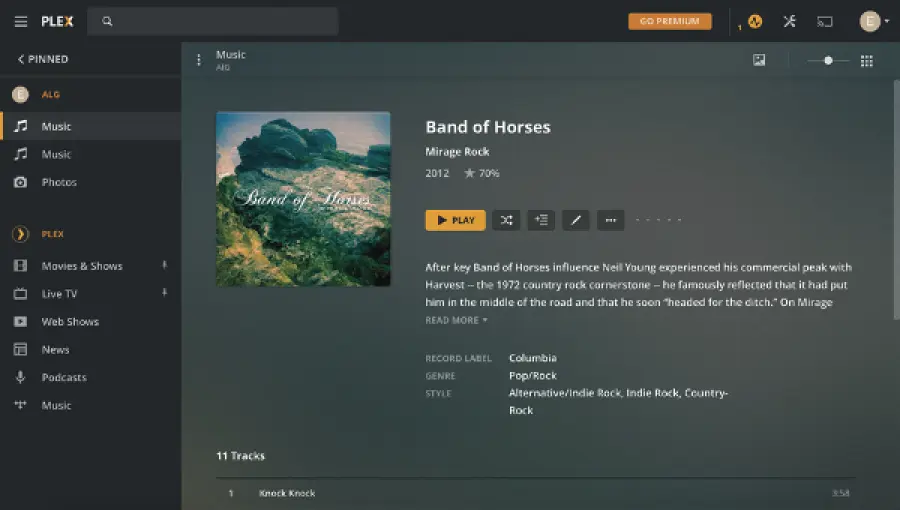Alla ricerca di un'interfaccia degna di una TV per lo streaming di musica