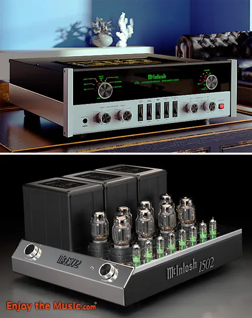 Preamplificatore stereo a tubo aspirante McIntosh C22 Mk V e amplificatore stereo MC1502