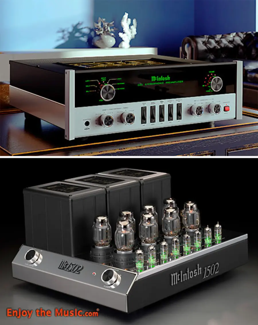 Preamplificatore stereo a tubo aspirante McIntosh C22 Mk V e amplificatore stereo MC1502