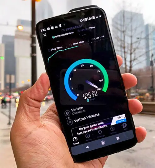 La nuova velocità del telefono cellulare 5G LTE offre oltre 500 Mbps
