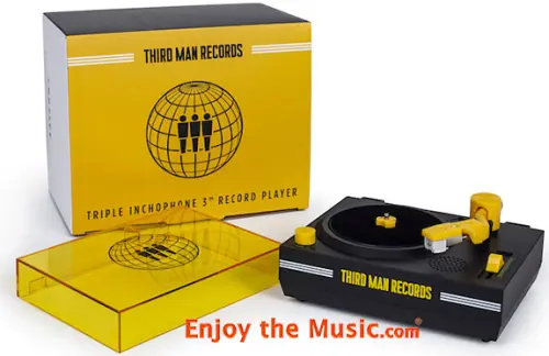 Giradischi in vinile bianco + 3 strisce di Third Man Records