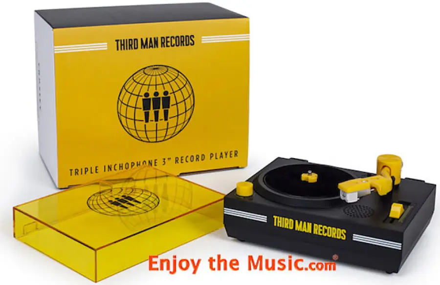 Giradischi in vinile bianco + 3 strisce di Third Man Records